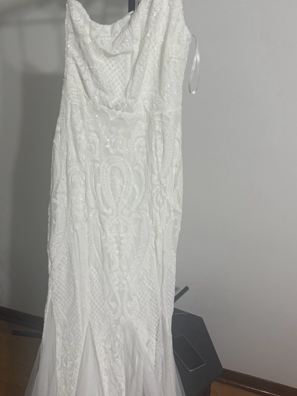 Windsor White Beaded Lace Prom Dress